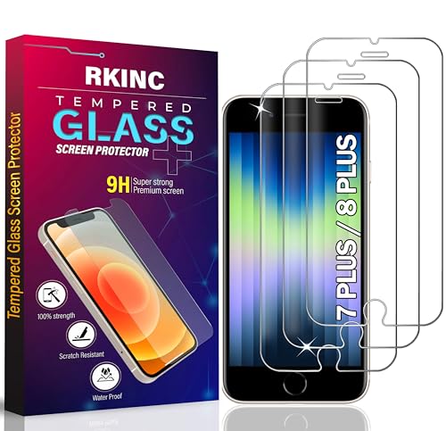 RKINC 3 Stück, Panzerglas Schutz Glas für iPhone 7 Plus / 8 Plus, Panzer HD Displayschutzfolie, 0,33 mm kratzfest, splitterfrei, blasenfrei, lebenslangeGarantie von RKINC