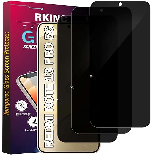 RKINC 3 Stück, Sichtschutz Panzerglas für Xiaomi Redmi Note 13 Pro 5G, Anti-Spähen Panzer Schutz Glas HD Displayschutzfolie, [Unterstützt keine Entsperrung per Fingerabdruck] kratzfest, blasenfre von RKINC