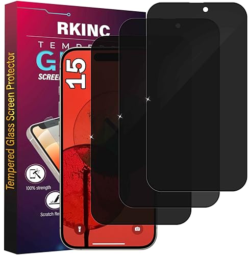 RKINC 3 Stück, Sichtschutz Panzerglas für iPhone 15 6.1-Inch, Anti-Spähen Panzer Schutz Glas HD Displayschutzfolie, 0,33 mm kratzfest, splitterfrei, blasenfre RKINC 3 Stück, Sichtschutz Panzerglas für iPhone 15 6.1-Inch, Anti-Spähen Panzer Schutz Glas HD Displayschutzfolie, 0,33 mm kratzfest, splitterfrei, blasenfre von RKINC