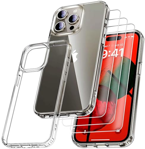 RKINC Hülle für iPhone 15 Pro 6,1 Zoll, Nie Vergilbung Handyhülle Militärnorm Stoßfest Anti-Kratzt, 1 Schutzhülle mit 3 Stück Panzerglas Panzer Schutz Glas Transparent RKINC Hülle für iPhone 15 Pro 6,1 Zoll, Nie Vergilbung Handyhülle Militärnorm Stoßfest Anti-Kratzt, 1 Schutzhülle mit 3 Stück Panzerglas Panzer Schutz Glas Transparent von RKINC