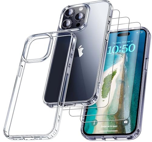 RKINC Hülle für iPhone 15 Pro Max 6,7 Zoll, Nie Vergilbung Handyhülle Militärnorm Stoßfest Anti-Kratzt, 1 Schutzhülle mit 3 Stück Panzerglas Panzer Schutz Glas Transparent RKINC Hülle für iPhone 15 Pro Max 6,7 Zoll, Nie Vergilbung Handyhülle Militärnorm Stoßfest Anti-Kratzt, 1 Schutzhülle mit 3 Stück Panzerglas Panzer Schutz Glas Transparent von RKINC