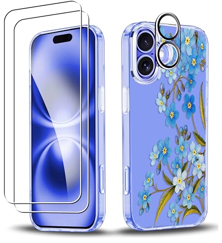 RKINC Hülle für iPhone 16, Nie Vergilbung Handyhülle Militärnorm Stoßfest Anti-Kratzt Blumenmuster, 1 Schutzhülle+2 Panzerglas+Kameraschutz für Frauen und Mädchen, Design05 RKINC Hülle für iPhone 16, Nie Vergilbung Handyhülle Militärnorm Stoßfest Anti-Kratzt Blumenmuster, 1 Schutzhülle+2 Panzerglas+Kameraschutz für Frauen und Mädchen, Design05 von RKINC