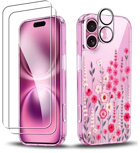 RKINC Hülle für iPhone 16 Plus, Nie Vergilbung Handyhülle Militärnorm Stoßfest Anti-Kratzt Blumenmuster, 1 Schutzhülle+2 Panzerglas+Kameraschutz für Frauen und Mädchen, Design03 RKINC Hülle für iPhone 16 Plus, Nie Vergilbung Handyhülle Militärnorm Stoßfest Anti-Kratzt Blumenmuster, 1 Schutzhülle+2 Panzerglas+Kameraschutz für Frauen und Mädchen, Design03 von RKINC