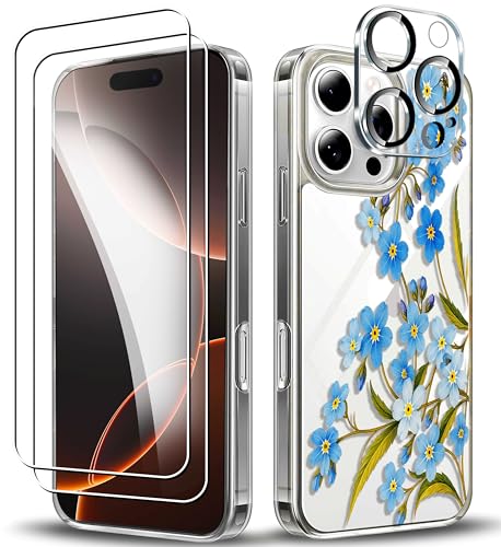 RKINC Hülle für iPhone 16 Pro, Nie Vergilbung Handyhülle Militärnorm Stoßfest Anti-Kratzt Blumenmuster, 1 Schutzhülle+2 Panzerglas+Kameraschutz für Frauen und Mädchen, Design05 RKINC Hülle für iPhone 16 Pro, Nie Vergilbung Handyhülle Militärnorm Stoßfest Anti-Kratzt Blumenmuster, 1 Schutzhülle+2 Panzerglas+Kameraschutz für Frauen und Mädchen, Design05 von RKINC