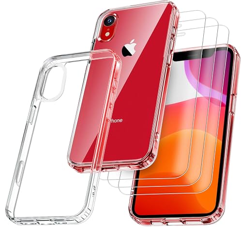 RKINC Hülle für iPhone XR 6,1 Zoll, Nie Vergilbung Handyhülle Militärnorm Stoßfest Anti-Kratzt, 1 Schutzhülle mit 3 Stück Panzerglas Panzer Schutz Glas Transparent RKINC Hülle für iPhone XR 6,1 Zoll, Nie Vergilbung Handyhülle Militärnorm Stoßfest Anti-Kratzt, 1 Schutzhülle mit 3 Stück Panzerglas Panzer Schutz Glas Transparent von RKINC