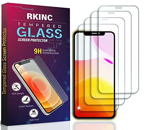 RKINC Panzer Schutz Glas [4 Stück] für iPhone 12 / iPhone 12 Pro 6.1-Inch, Hartglasfolie Displayschutzfolie, 0,33 mm [lebenslangeGarantie] [kratzfest] [splitterfrei] [blasenfrei] von RKINC