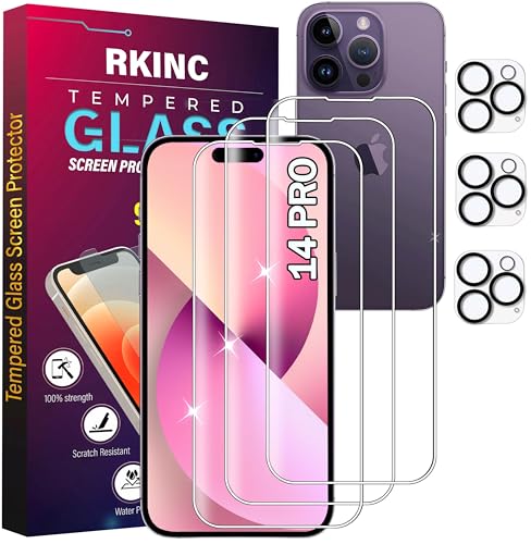 RKINC Panzerglas Schutz Glas für iPhone 14 Pro 6.1-Inch mit Kamera Schutzfolie, 3+3 Stück, Panzer HD Displayschutzfolie, Anti- Kratzer, Bläschenfrei, 9H Härte, HD-Klar RKINC Panzerglas Schutz Glas für iPhone 14 Pro 6.1-Inch mit Kamera Schutzfolie, 3+3 Stück, Panzer HD Displayschutzfolie, Anti- Kratzer, Bläschenfrei, 9H Härte, HD-Klar von RKINC