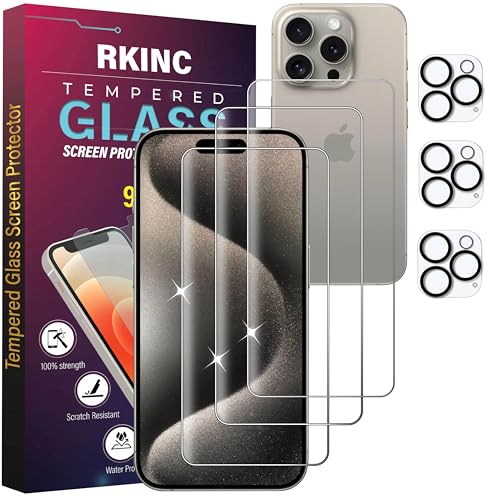 RKINC Panzerglas Schutz Glas für iPhone 15 Pro 6.1-Inch mit Kamera Schutzfolie, 3+3 Stück, Panzer HD Displayschutzfolie, Anti- Kratzer, Bläschenfrei, 9H Härte, HD-Klar RKINC Panzerglas Schutz Glas für iPhone 15 Pro 6.1-Inch mit Kamera Schutzfolie, 3+3 Stück, Panzer HD Displayschutzfolie, Anti- Kratzer, Bläschenfrei, 9H Härte, HD-Klar von RKINC
