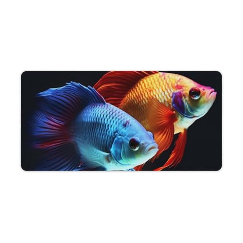 Rutschfeste Schreibtischunterlage für Laptop, erweitertes Mauspad, bunte Fische, wasserdicht, Mauspad, Gaming-Mauspad für Büro, 60 x 30 cm von RKJVB