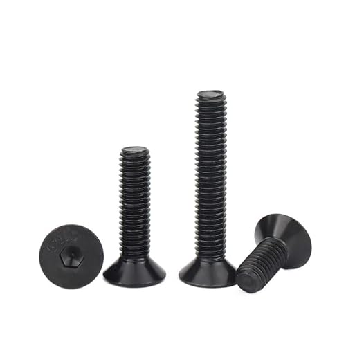 RKODRSMG 50 Stück M6 Länge 8-50 mm Schrauben Kohlenstoffstahl Senkkopf M6 Schrauben Bolzen Schwarz Flachkopfschrauben Innensechskant M6 Schraube(8mm) von RKODRSMG