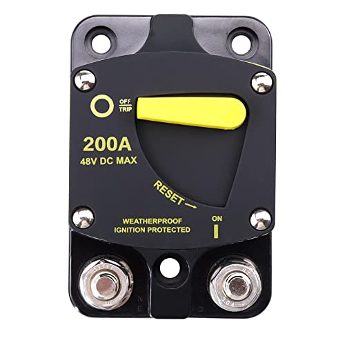 RKURCK 12 V – 48 V DC 200 Amp Oberflächenmontage & Schalttafelmontage Leistungsschalter mit gelber manueller Reset-Taste wasserdicht 200 A RKURCK 12 V – 48 V DC 200 Amp Oberflächenmontage & Schalttafelmontage Leistungsschalter mit gelber manueller Reset-Taste wasserdicht 200 A von RKURCK