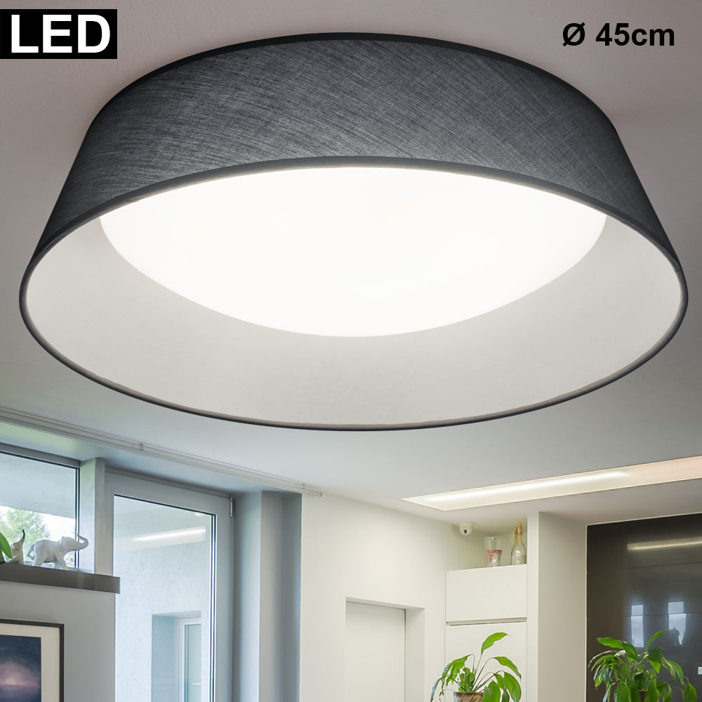 LED Deckenleuchte, Stoff grau, rund, 45 cm, PONTS von RL