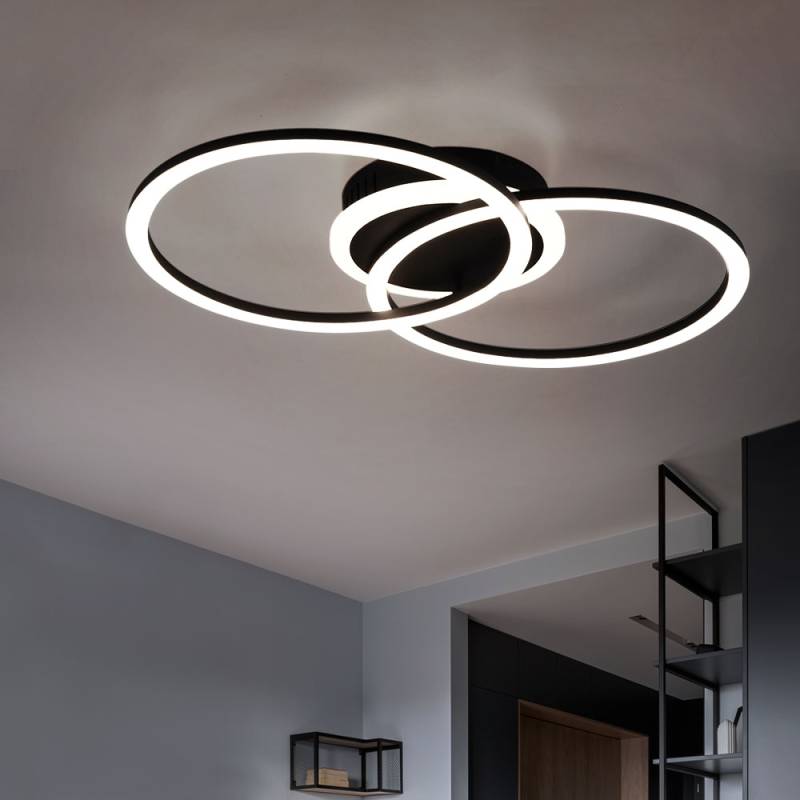 LED Deckenleuchte, schwarz, Ringe, Dimmer, 50 cm, VENIDA von RL