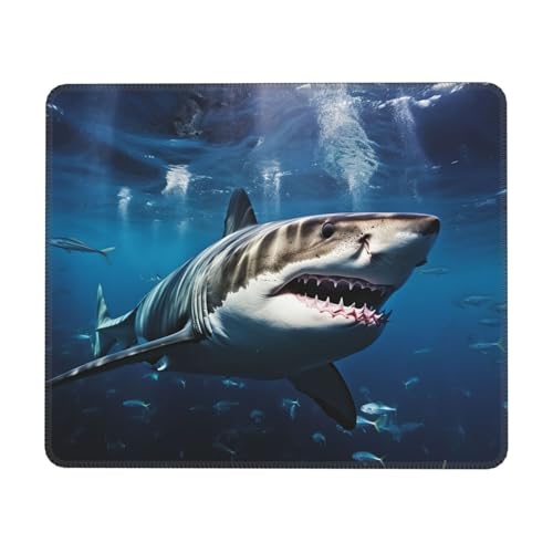 Mauspad, quadratisch, niedlich, kabellos, weißer Hai, Mauspad mit rutschfester Gummiunterseite, waschbar, Computer-Mauspad, kleines Mauspad für Zuhause, Büro, Gaming, Schreibtisch, Dekoration, 17,8 x Mauspad, quadratisch, niedlich, kabellos, weißer Hai, Mauspad mit rutschfester Gummiunterseite, waschbar, Computer-Mauspad, kleines Mauspad für Zuhause, Büro, Gaming, Schreibtisch, Dekoration, 17,8 x von RLDOBOFE