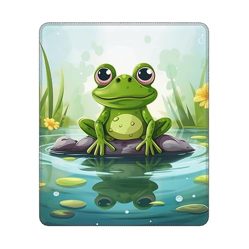 Mauspad Frosch in einem Teich, Gaming-Mauspad mit rutschfester Gummiunterseite, personalisierbar, Computer-Mauspad, 25,4 x 30,5 cm von RLDOBOFE