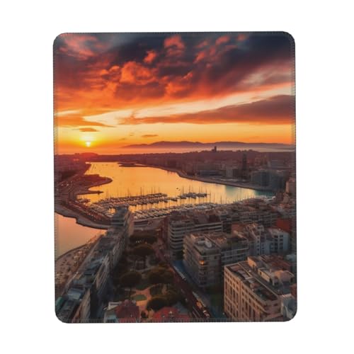 Mauspad mit Sonnenuntergang in Barcelona, Computer-Mauspad für Mann und Frau, Mauspad mit rutschfester Gummiunterseite, Laptop-Mauspad für Gaming, Zuhause, Büro von RLDOBOFE