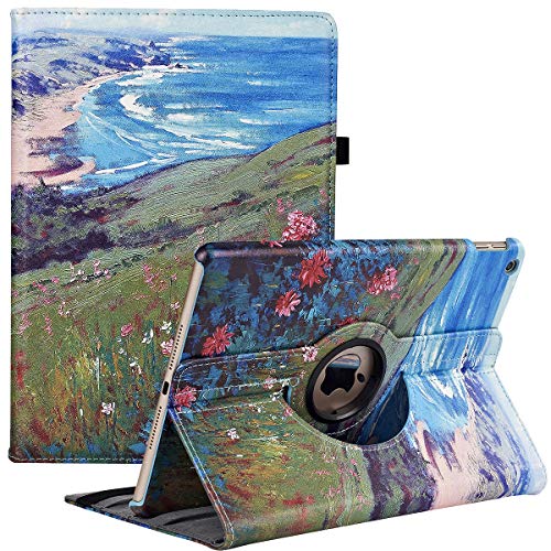 Hülle für iPad 9. Generation 2021 / iPad 8. Generation 2020 / iPad 7. Generation 2019 10.2 Zoll, 360 Grad Rotierend Stand Schutzhülle Cover mit Auto Schlaf/Wach Funktion (Beach) von RLINGX