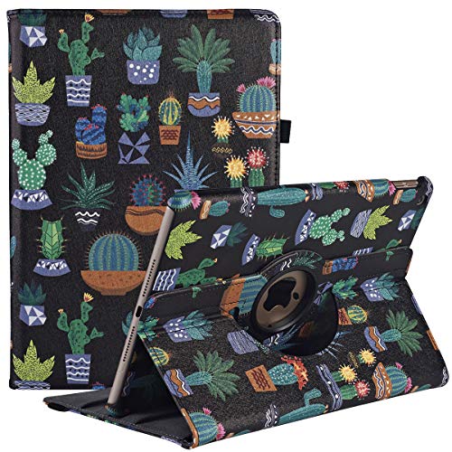 Hülle für iPad 9. Generation 2021 / iPad 8. Generation 2020 / iPad 7. Generation 2019 10.2 Zoll, 360 Grad Rotierend Stand Schutzhülle Cover mit Auto Schlaf/Wach Funktion (Cactus) von RLINGX