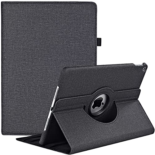 Hülle für iPad Air 2/Air 1/iPad 9,7 Zoll 2018/2017 (5./6. Generation), 360 Grad Verstellbare Schutzhülle mit Multi-Winkel Viewing und Auto Schlaf/Wach Funktion (A-Black) von RLINGX