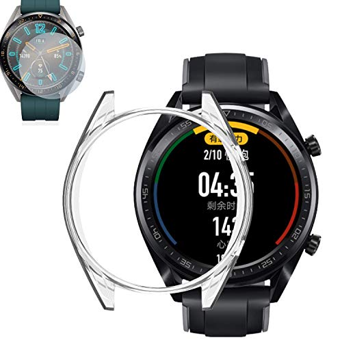 RLTech Huawei Watch GT Active hülle, HD Display Schutzfolie und Ultra Schlank TPU Haut Silikon Schutzhülle Abdeckung Case Cover für Huawei Watch GT/GT Active (Klar) von RLTech