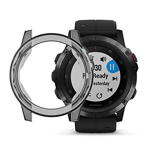 RLTech Hülle für Garmin Fenix 5X, Ultra Schlank Halbe Abdeckung Silicone Schutzhülle Abdeckung Case Cover für Garmin Fenix 5X/5X Plus, Schwarz von RLTech