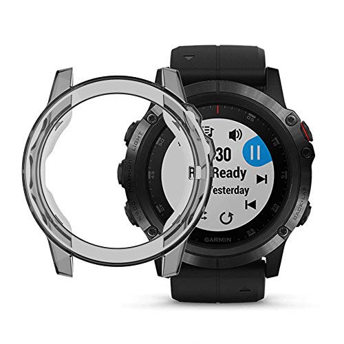 RLTech Hülle für Garmin Fenix 5X, Ultra Schlank Halbe Abdeckung Silicone Schutzhülle Abdeckung Case Cover für Garmin Fenix 5X/5X Plus, Silber von RLTech