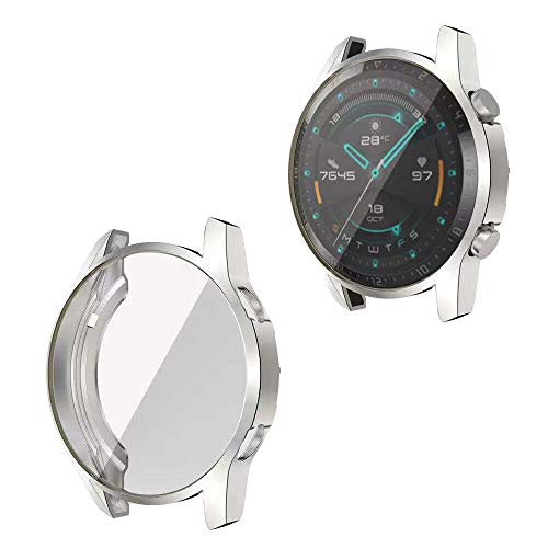 RLTech Hülle für Huawei Watch GT 2, Ultra Schlank Silicone Schutzhülle Abdeckung Case Hülle für Huawei Watch GT 2 46mm, Silber von RLTech
