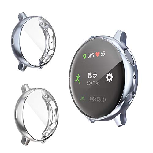 RLTech Hülle für Samsung Galaxy Watch Active 2 44mm, Ultra Schlank Silicone Schutzhülle Abdeckung Case Hülle für Samsung Galaxy Watch Active 2 44mm SM-R820, Silber&Grau von RLTech