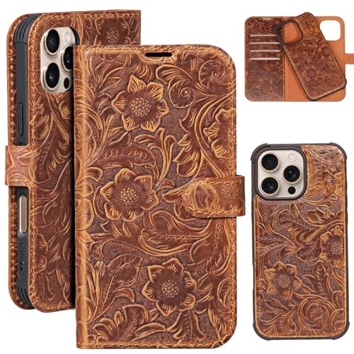 RMAWRAD Lederhülle für iPhone 15 Pro Wallet 6.1, echtes Leder, 2-in-1, magnetische, abnehmbare, stoßfeste Schutzhülle, Klapphülle mit Kartenschlitz, RFID-blockierend, Dunkelbraun RMAWRAD Lederhülle für iPhone 15 Pro Wallet 6.1, echtes Leder, 2-in-1, magnetische, abnehmbare, stoßfeste Schutzhülle, Klapphülle mit Kartenschlitz, RFID-blockierend, Dunkelbraun von RMAWRAD