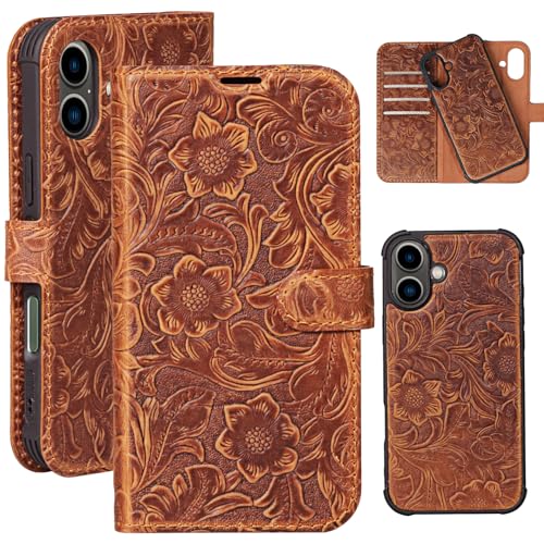 RMAWRAD kompatibel mit iPhone 16 Plus Brieftasche hülle 6.7 Zoll, Leder 2-in-1 magnetisch abnehmbare stoßdämpfende, Geteilte Abdeckung Kartensteckplatz, kabelloses Aufladen RFID Blocking Dunkel braun RMAWRAD kompatibel mit iPhone 16 Plus Brieftasche hülle 6.7 Zoll, Leder 2-in-1 magnetisch abnehmbare stoßdämpfende, Geteilte Abdeckung Kartensteckplatz, kabelloses Aufladen RFID Blocking Dunkel braun von RMAWRAD