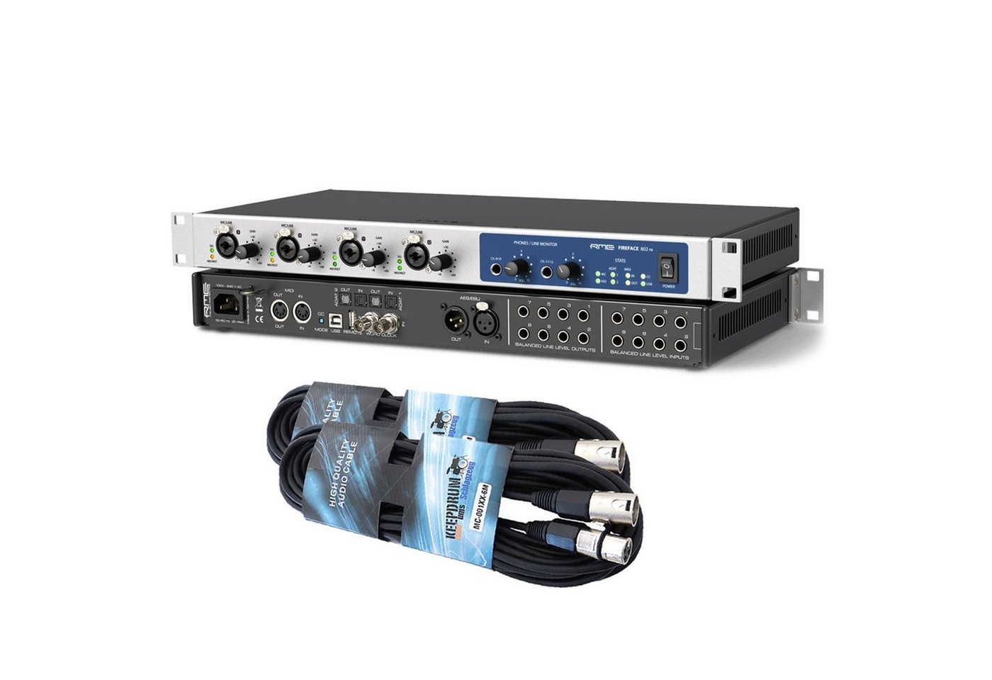 RME Audio Fireface 802 FS Audio Interface mit XLR Kabel Digitales Aufnahmegerät von RME Audio