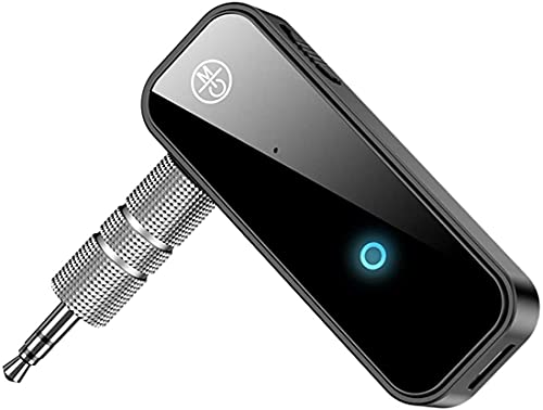 XPMY Bluetooth Adapter Auto, 3.5mm AUX Bluetooth 5.0 Drahtloser Empfänger mit Freisprechanrufen, Tragbarer Audio Bluetooth Adapter für Auto, Stereoanlage, Kopfhörer, Lautsprecher von RMFC