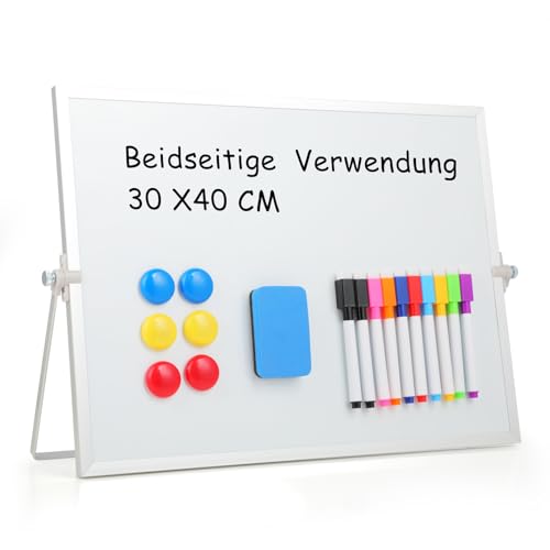Magnetisches Whiteboard, Beidseitige Magnettafel Weiß mit Ständer, Kleine Desktop Schreibtafel 30x40cm, Whiteboard mit Ständer, Abwischbar & Vielseitig Verwendbar für Zuhause und Büro Magnetisches Whiteboard, Beidseitige Magnettafel Weiß mit Ständer, Kleine Desktop Schreibtafel 30x40cm, Whiteboard mit Ständer, Abwischbar & Vielseitig Verwendbar für Zuhause und Büro von RMIVEGLIA