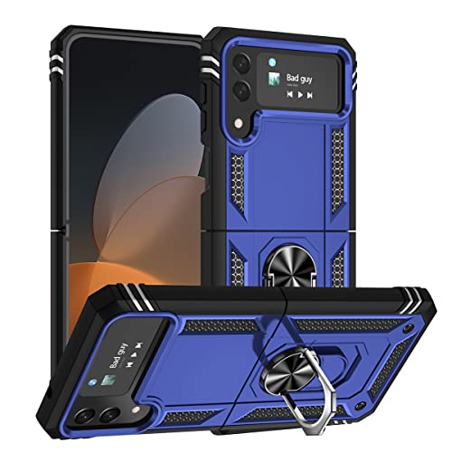 RMSOL Hülle Kompatibel mit Samsung Galaxy Z Flip4 5G (Z Flip 4), Dual Layer Silica TPU + PC Harter Handyhülle Mit Ständer, Blau von RMSOL