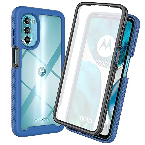 RMSOL Hülle für Motorola Moto G52 / Moto G82, [mit Eingebautem Displayschutz] 360° Rundumschutz TPU Robust Bumper Case Outdoor Handyhülle - Blau von RMSOL