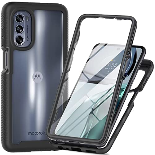 RMSOL Hülle für Motorola Moto G62 5G, [mit Eingebautem Displayschutz] 360° Rundumschutz TPU Robust Bumper Case Outdoor Handyhülle - Schwarz von RMSOL