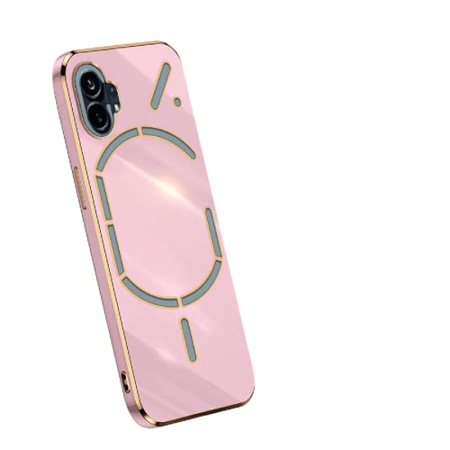 RMSOL Hülle für Nothing Phone (1), Goldenem Überzug Rand Design TPU Silikon Stoßfest Bumper Handyhülle. Violett von RMSOL