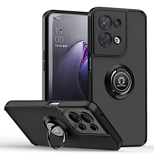 RMSOL Hülle für Oppo Reno 8 Pro 5G (Reno8 Pro 5G), Mattiert Stoßfest mit Ring Handyhülle Silikon Schutzhülle Schwer PC und Weich Schlank TPU Cover für Oppo Reno 8 Pro 5G. Schwarz von RMSOL