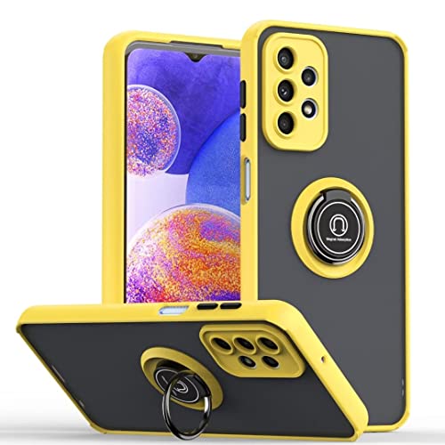 RMSOL Hülle für Samsung Galaxy M13 4G (6.6")/Galaxy M23 5G, mit Ring Handyhülle Silikon Schutzhülle Schwer PC und Weich Schlank TPU Cover für Samsung Galaxy M13 4G. Gelb von RMSOL