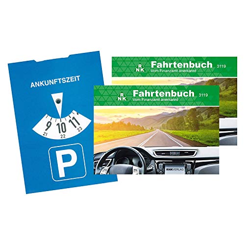 RNK - 3119 Fahrtenbuch PKW, steuerlicher Kilometernachweis, DIN A6 quer, 32 Blatt (12er Pack+ 6x Parkscheibe) von RNK - Verlag