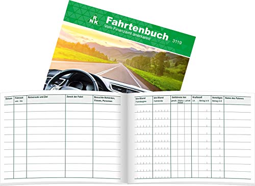 RNK - 3119 Fahrtenbuch PKW, steuerlicher Kilometernachweis, DIN A6 quer, 32 Blatt (2er Pack) von RNK - Verlag