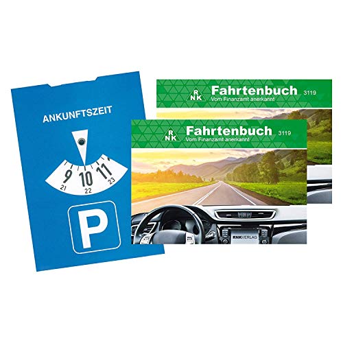 RNK - 3119 Fahrtenbuch PKW, steuerlicher Kilometernachweis, DIN A6 quer, 32 Blatt (2er Pack + 1 Parkscheibe) von RNK - Verlag