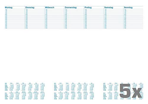 RNK 46617 Schreibunterlage Office, 60 x 42 cm, blanko mit Kalender (Office, 5er Pack | 60 x 42 cm) von RNK - Verlag