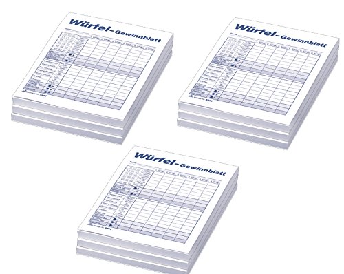 RNK 5803 - Würfelspiel-Gewinnblatt-Block, DIN A6, 9 x 85 Blatt (9er Pack, Würfelspiel-Gewinnblatt-Block) von RNK - Verlag