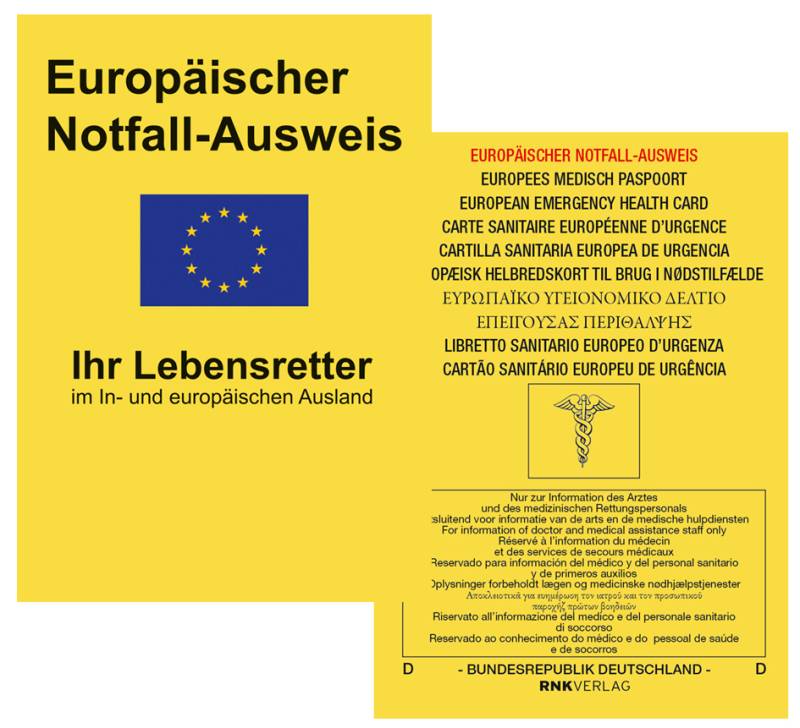 RNK Europäischer Notfallausweis, 105 x 75 mm, im Display von RNK Verlag