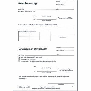 RNK Formularbuch Urlaubsantrag Tarif- und Sonderurlaub A5 50 Blatt von RNK - Verlag