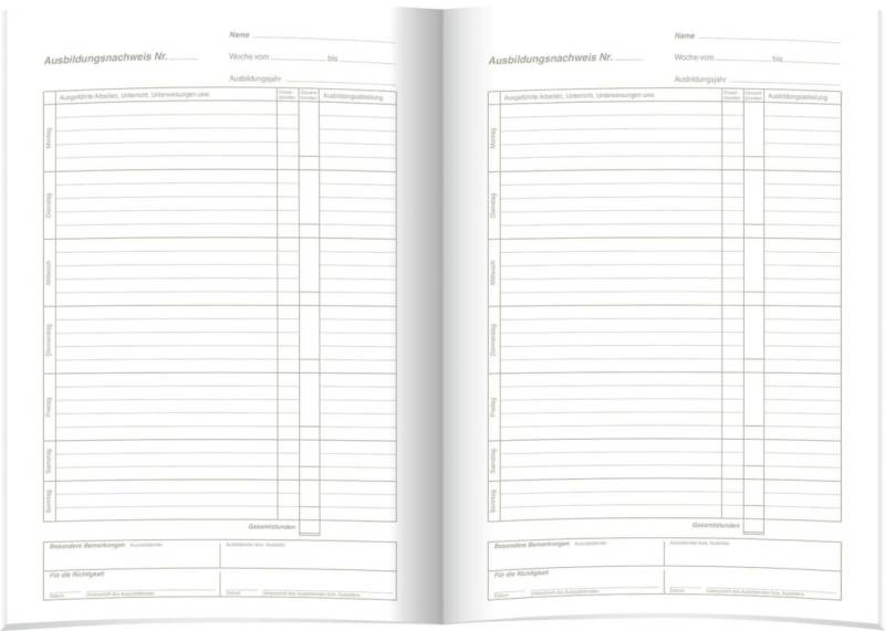 RNK-Verlag Formularbuch Ausbildungsnachweis, tägliche Eintragungen DIN A4 56 ... von RNK-Verlag