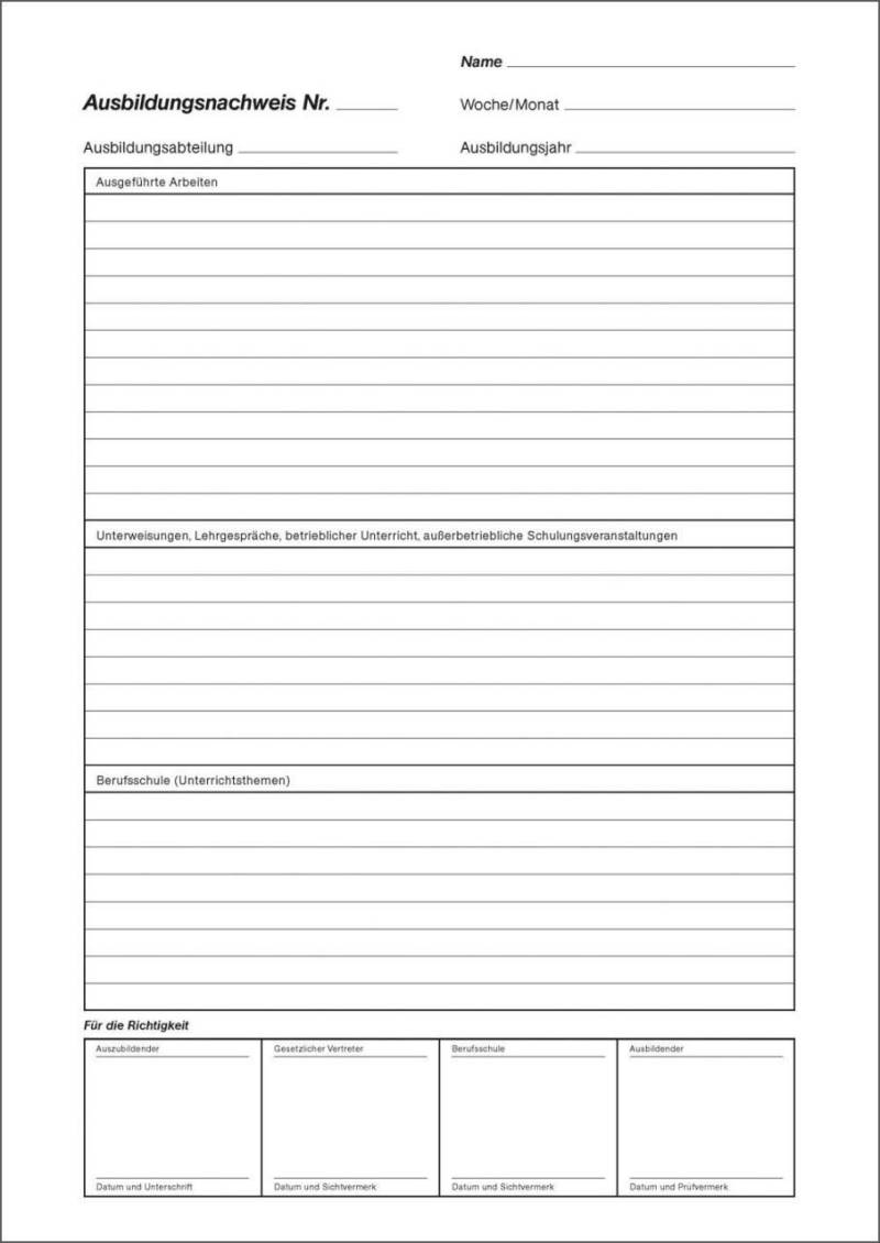 RNK-Verlag Formularbuch Ausbildungsnachweis, wöchentliche/monatliche Eintragu... von RNK-Verlag