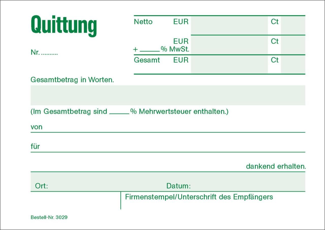 RNK-Verlag Formularbuch Quittung mit MwSt. separat ausgewiesen, mit fortlaufe... von RNK-Verlag