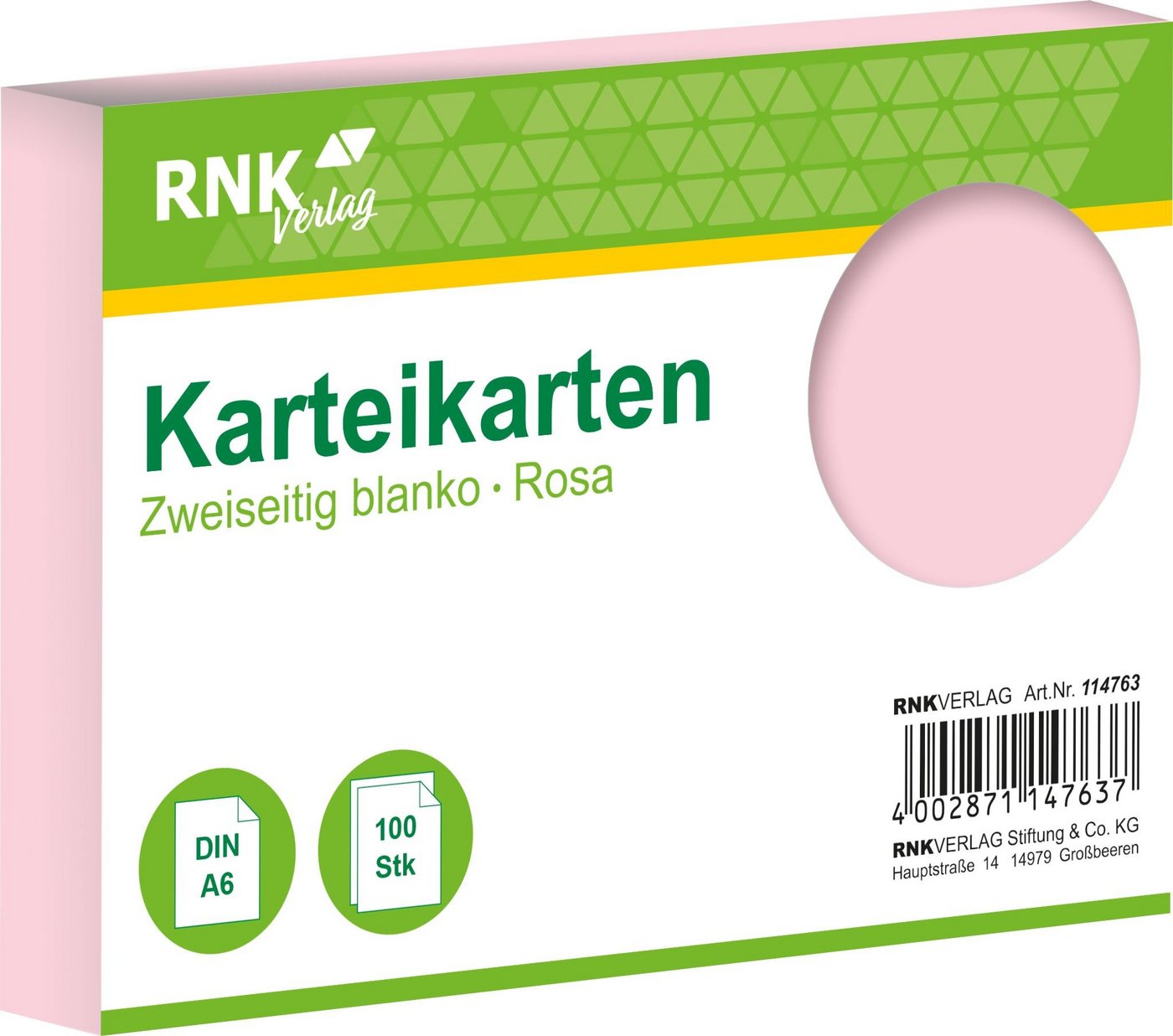 RNK Verlag Geldscheinprüfgerät 100 RNK-Verlag Karteikarten DIN A6 rosa blanko von RNK Verlag